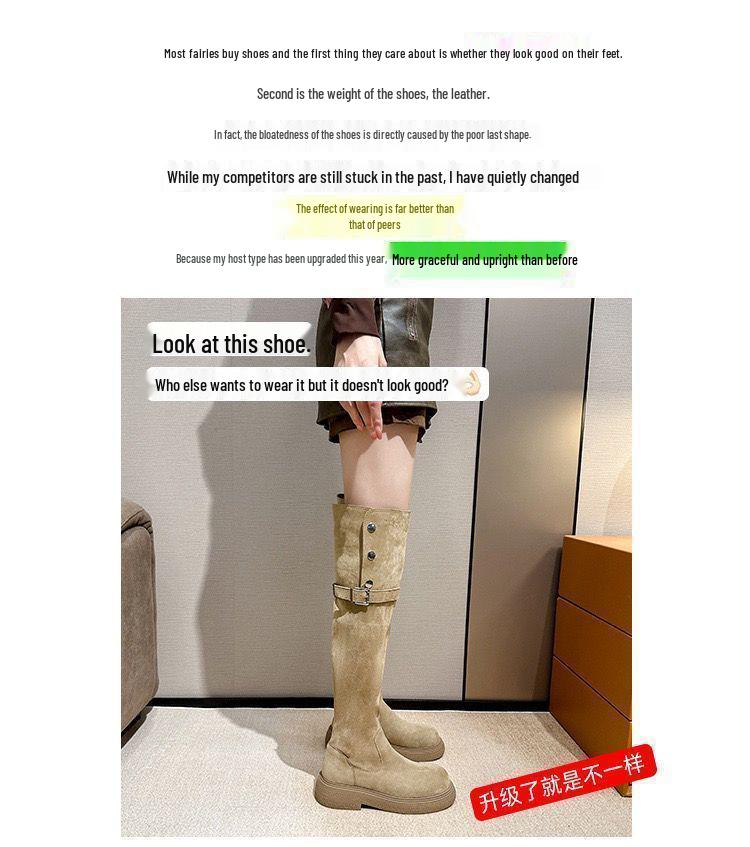 Женские ботфорты больших размеров для полных ног – Осенне-зимние сапоги-рыцари с высоким голенищем и толстой подошвой