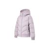 Li Ning Fitness Series Solid Color Water Resistant Anti Static Loose Fit Hooded Down Jacket Women Outerwear Silk-Purple AYMT094-2