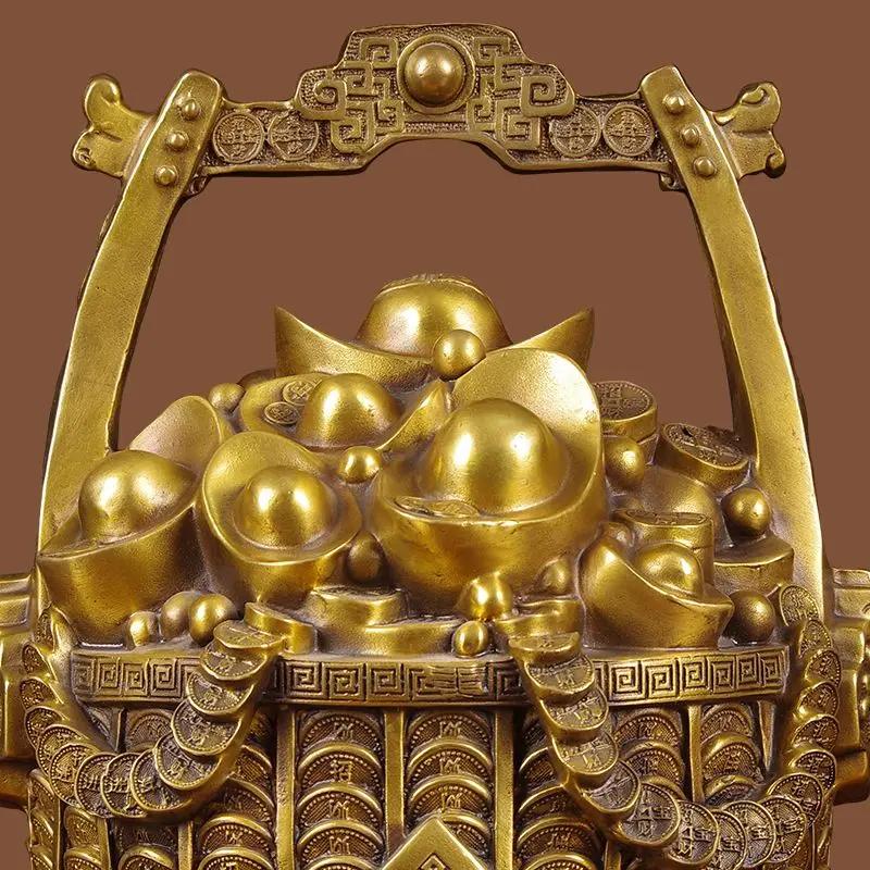 Ведро золотых украшений из латуни для привлечения богатства. Хранилище денег. Банку для гостиной. Вход в домашний декор. Украшения для магазина. Изделия ручной работы.