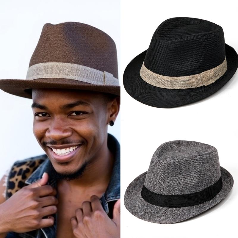 Мужская летняя соломенная шляпа-трилби Защита от солнца Легкая Складная для пляжа Путешествий Активного отдыха
