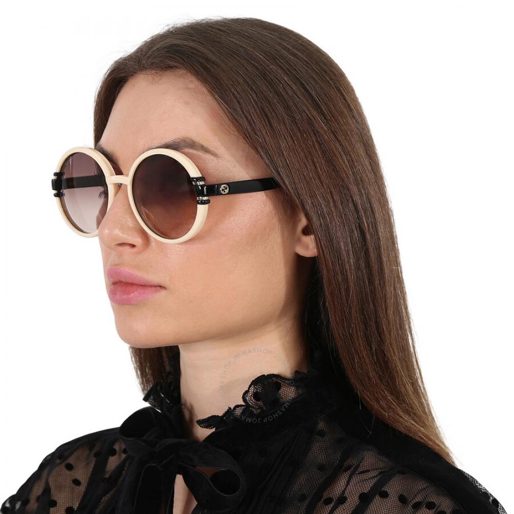 Gucci Brown Gradient Round Ladies Sunglasses Gg1067s 003 58