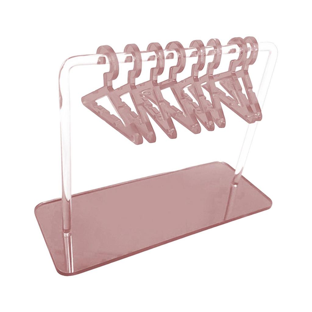 1 Set Acrylic Earring Holder with Mini Hangers Colorful Coat Hanger Shape Earring Display Stand with Mirrored Base