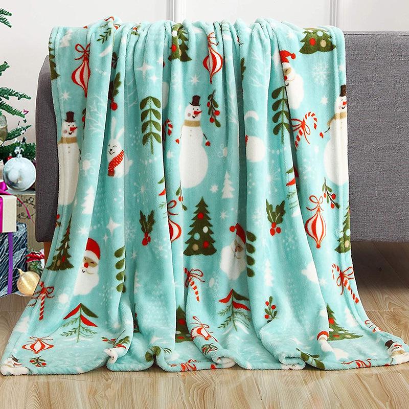 2022 Christmas New Product Blanket Winter Warm Sleeping Cover Blanket Christmas Printed Flannel Blanket Holiday Gift MT02-07 130 * 150cm