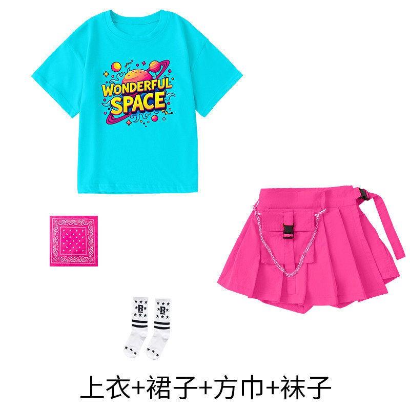 Kids Hip Hop Dance Outfit Short Sleeve Set Boys Girls Street Performance Costume