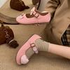 Lightweight and Breathable Cute Flat-bottomed Shallow-mouth Single Shoes for Women's 2025 New Spring and Autumn with Skirt Round Head Soft-soled Mary