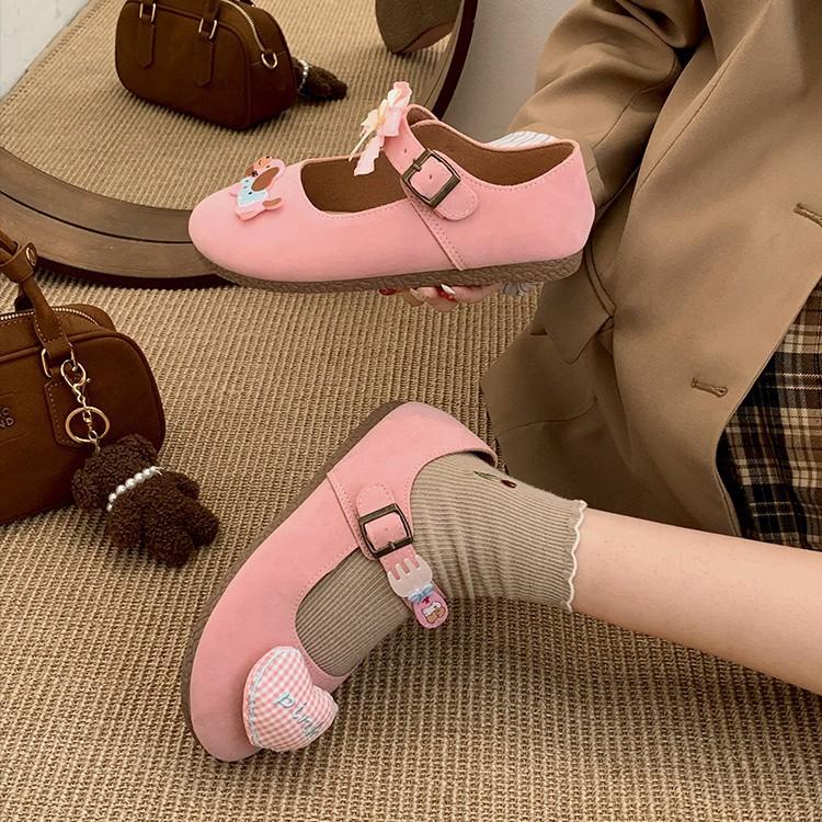 Lightweight and Breathable Cute Flat-bottomed Shallow-mouth Single Shoes for Women's 2025 New Spring and Autumn with Skirt Round Head Soft-soled Mary