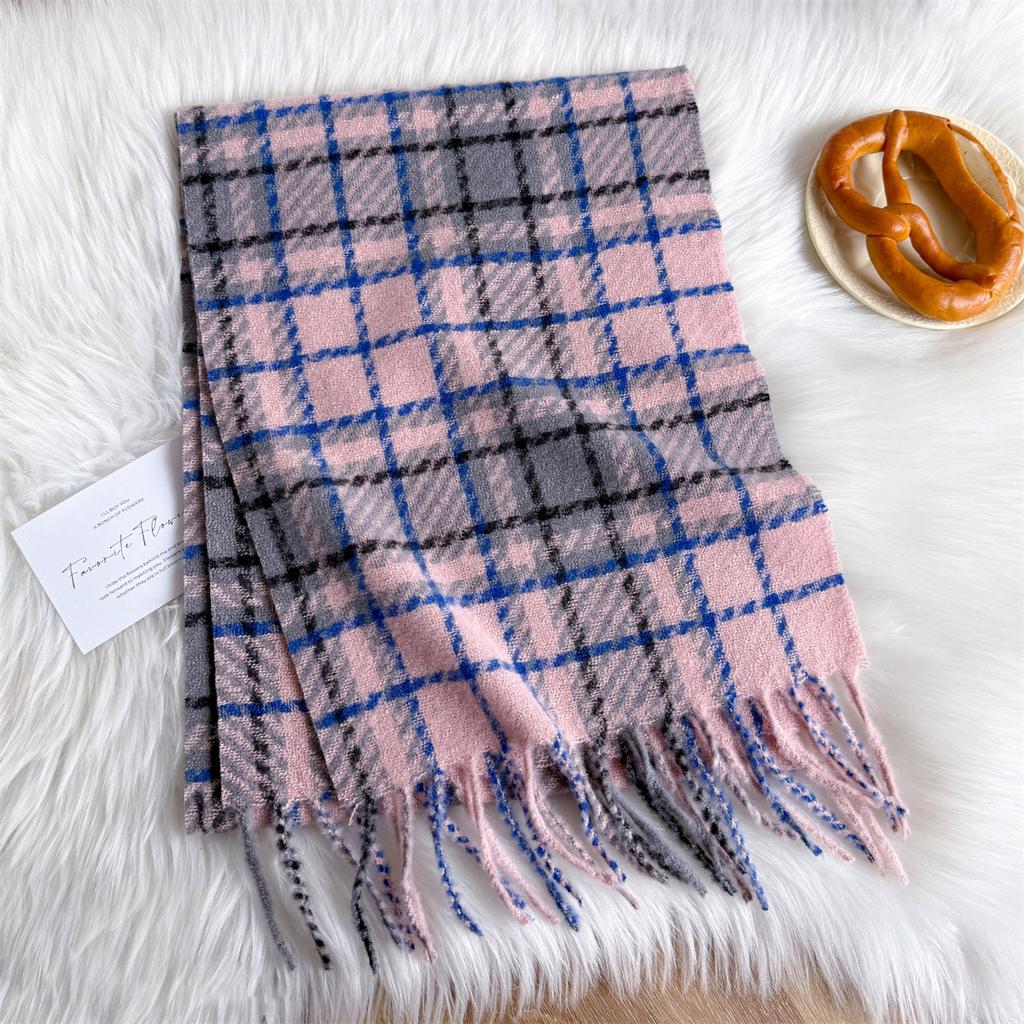 Autumn And Winter Plaid Scarf Women'S Imitation Cashmere Atmosphere Senior Versatile Warm Thickened Fringed Shawl Scarf