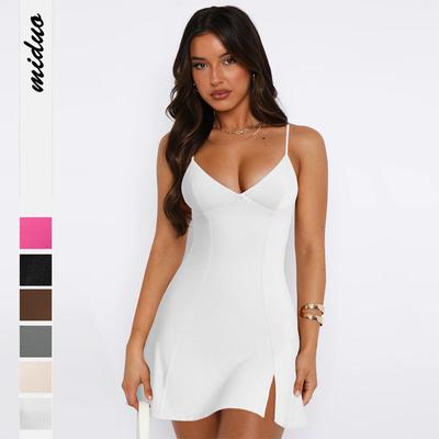 Тонкая юбка Женское платье с бретелькой Трикотажные платья