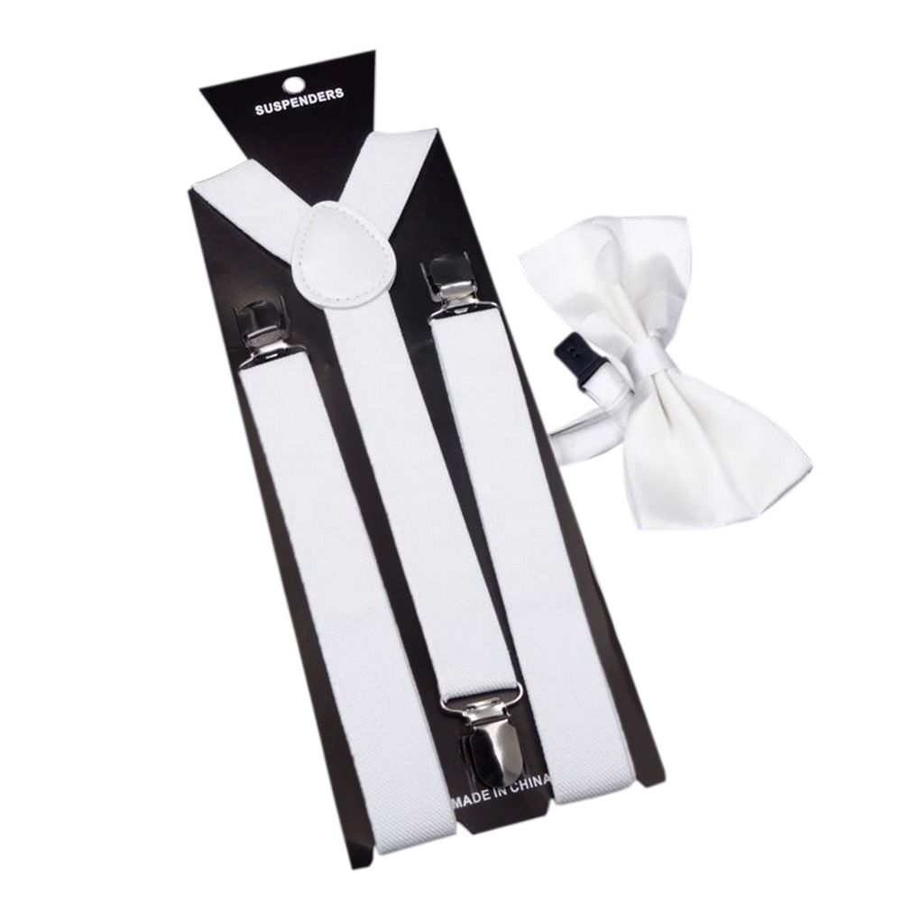 Эластичные мужские и женские однотонные подтяжки унисекс регулируемые ремни галстуки-бабочки комплект