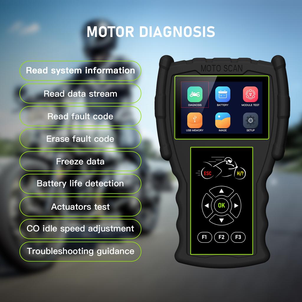 JDiag M100 PRO Motorcycle Code Scanner Dual System Diagnostic Scan Tool Support Multi-Language Read