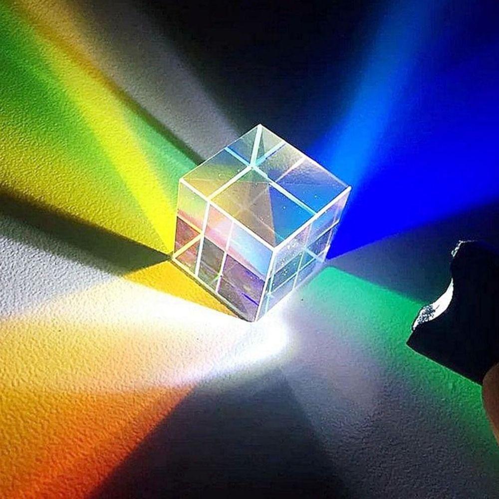 Clear Crystal Mixing Color Cube Funny Optical Dispersion Prism Science Learning Toys