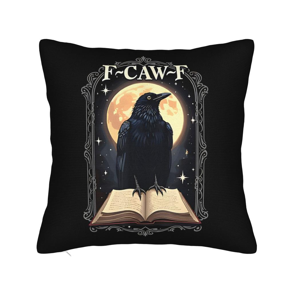 FCawF Meme Square Pillow Case Funny Black Bird Moon Cushion Cover Novelty Polyester Decor Pillowcase for Home 45x45cm