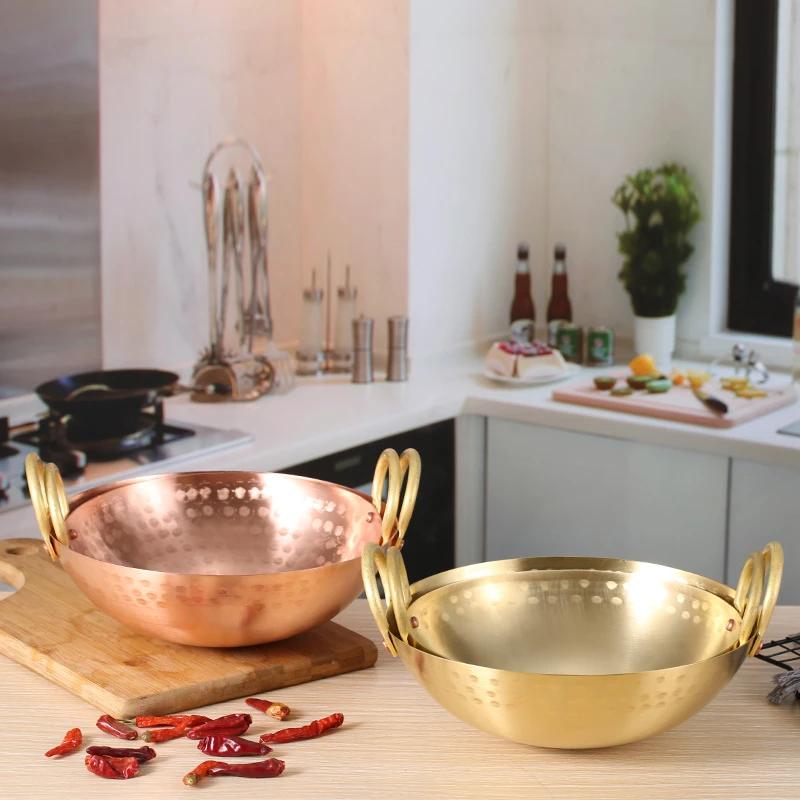 Чистая медь сухой горшок Приготовление горячих горшков Утолщенный креативный высококлассный горшок Золотая спиртовая горелка кастрюля паэлья кастрюля для приготовления кастрюли и сковороды