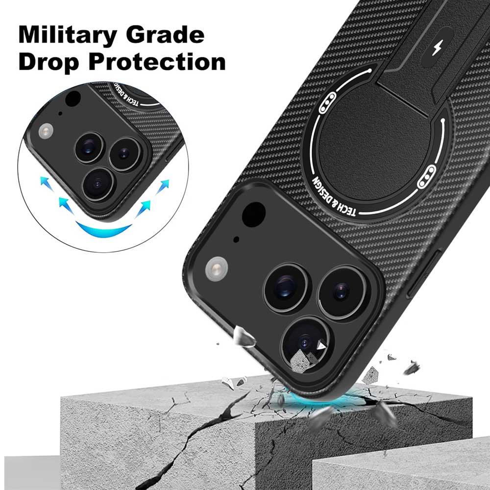 For iPhone16 Pro Max Invisible Support Case for iPhone 15 14 Pro 13 12 11 16e 16Plus 15Plus 14Plus Magnetic Hard Anti-fall Cover