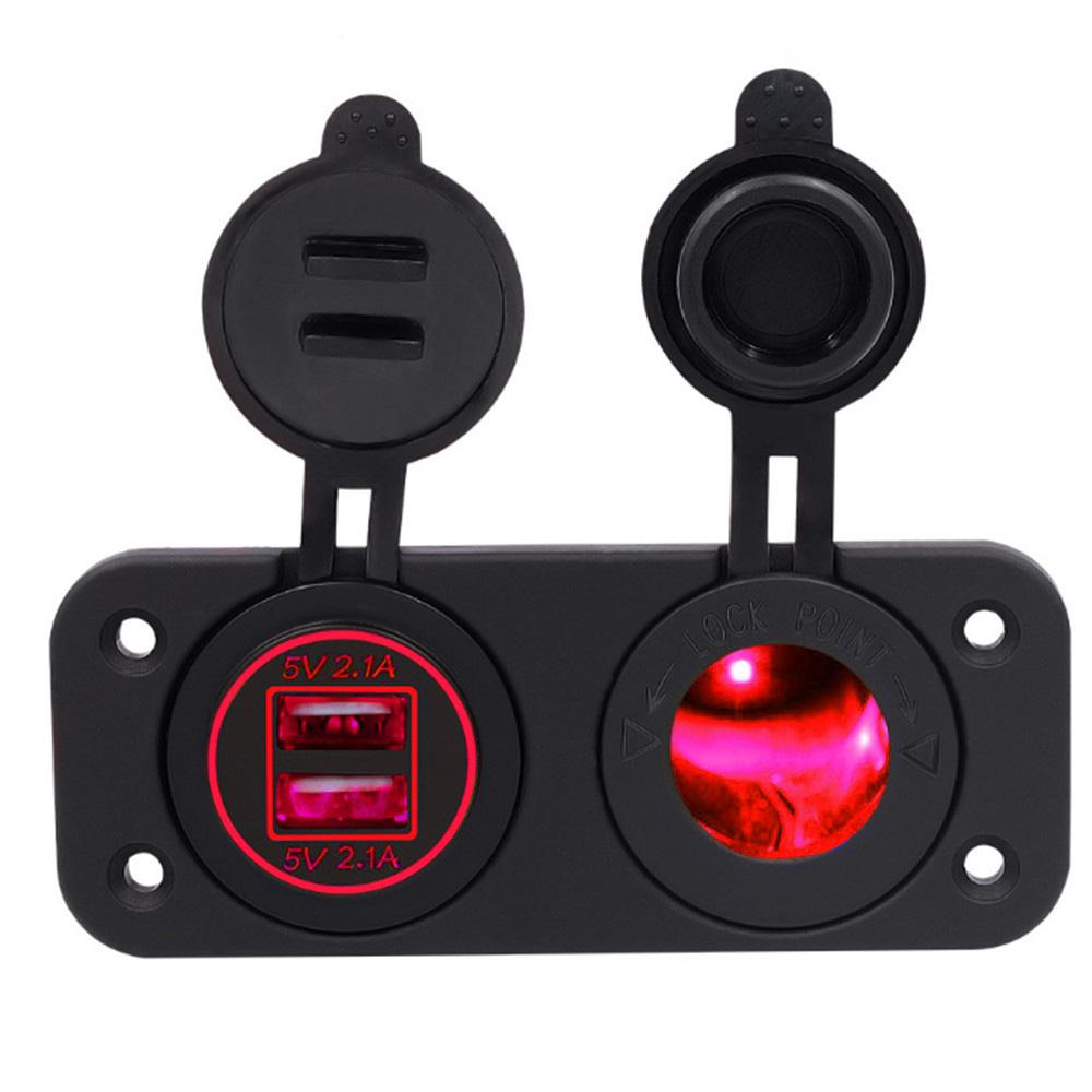 Панель с 2 отверстиями, 4,2 А, два порта USB, зарядное устройство, розетка 12 В/24 В, розетка для автомобиля, мотоцикла, лодки, морской квадроцикл, автофургон