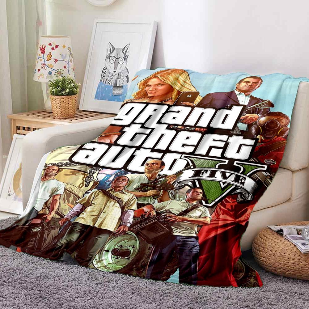Gta V Cover Flannel Blanket Throw Blanket Soft Warm Sofa Bed Camping Home Decor Unique Christmas Gift C9211785