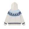 Унисекс Оверсайз Вязаный Свитер с Капюшоном в Стиле Фэйр-Айл со Съемным Воротником из Искусственного Меха Зимний Теплый Свободный Кардиган