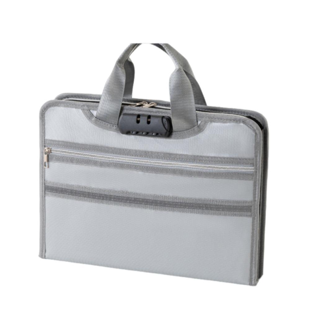 Fireproof Important File Storage Bag Lockable Multi Pockets Expanding File Organiser Large Capacity Dustproof