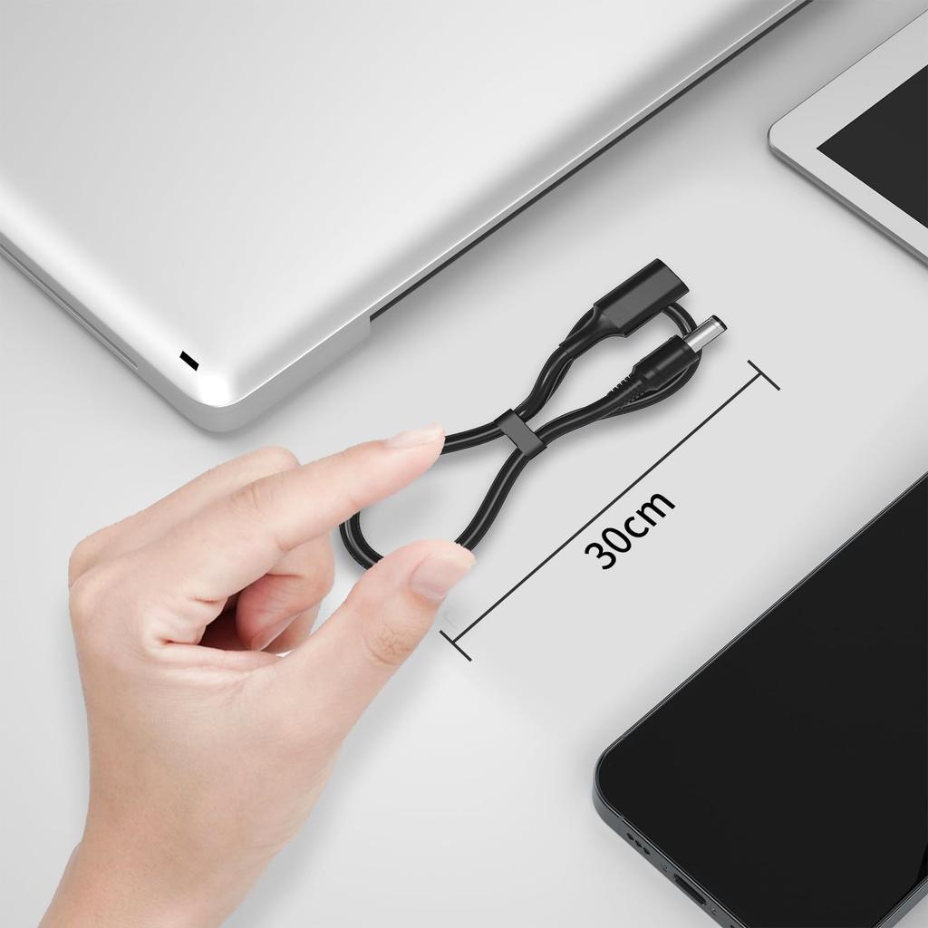 JLY 15W PD To DC Power PD Charging Fast 30cm Multiple and Wear Compatible with Wireless Security Solar LED Cell MP3 and More of USB-C 5.5mm2.1mm