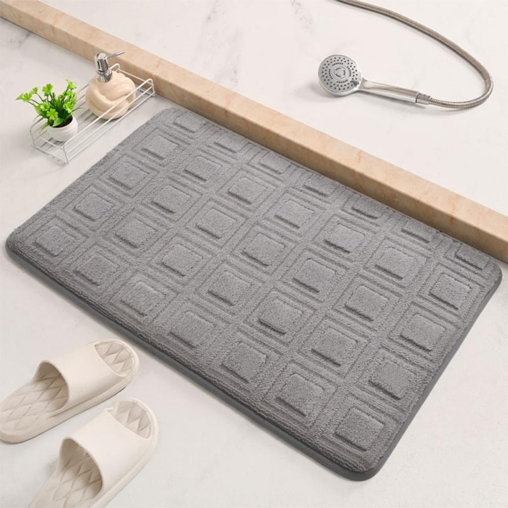 Coral Fleece Emboss Bathroom Cashmere Thickening Mat Bath Non-slip Carpets In Wash Basin Bathtub Side Floor Rug Shower Room Doormat Memory Foam 3D Pad