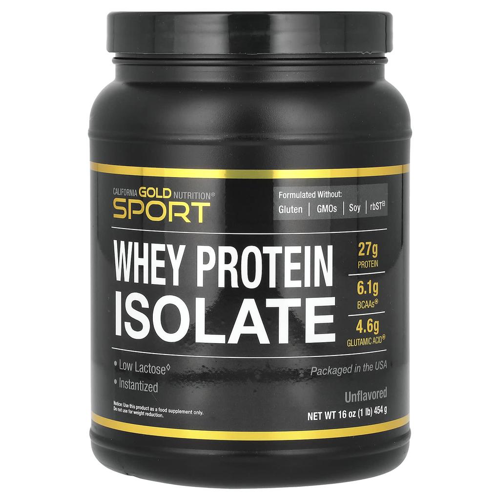 California Gold Nutrition Sports, Whey Protein Isolate, Unflavored, 1 Lb (454 G)