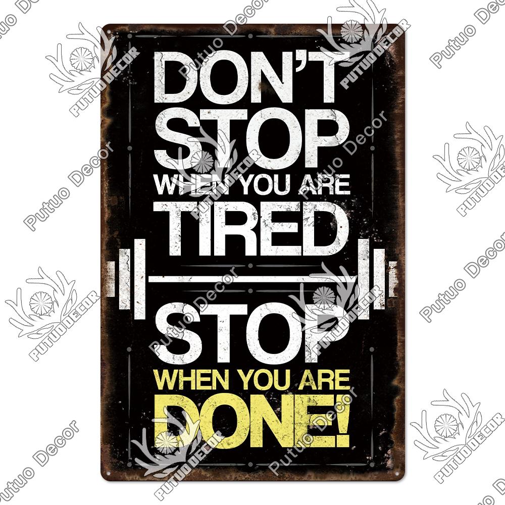 Mfoever Tin Sign Decor Gym Vintage Tin Signs Plaque Metal Plates Retro Posters Work Out Wall Art Decorative for Home Man Cave Gym Room
