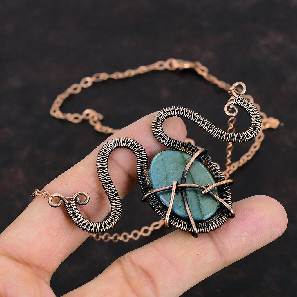 Labradorite Necklace Copper Wire Wrapped Necklace Adjustable Necklace Copper Jewelry Handmade Dainty Necklace Gemstone Jewelry Gifts For Mom