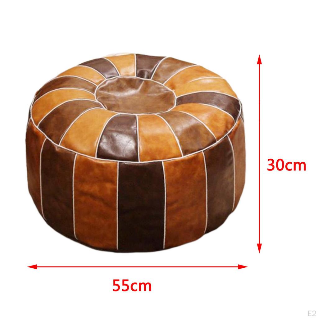 Premium Handmade Bohemian PU Leather Pouf Cover Foot Stool Unfilled Storage Ottoman Floor Cushion