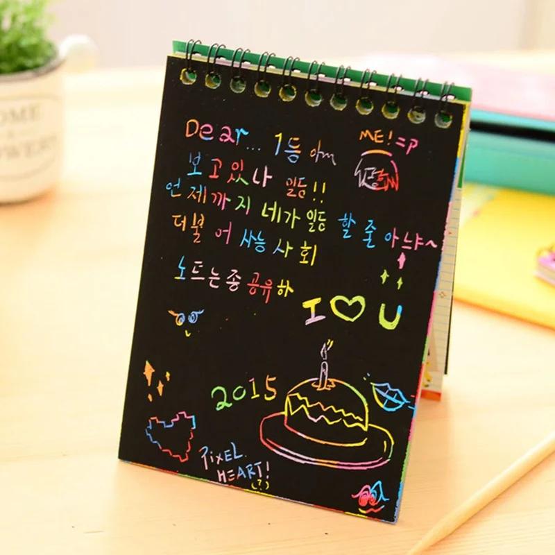Детский Граффити Блокнот DIY Скретч-Рисование Игрушки для Игры Бумага для Рисования Книга для Рисования Черная Бумага Детская Ранняя Обучающая Игрушка Приятный Подарок