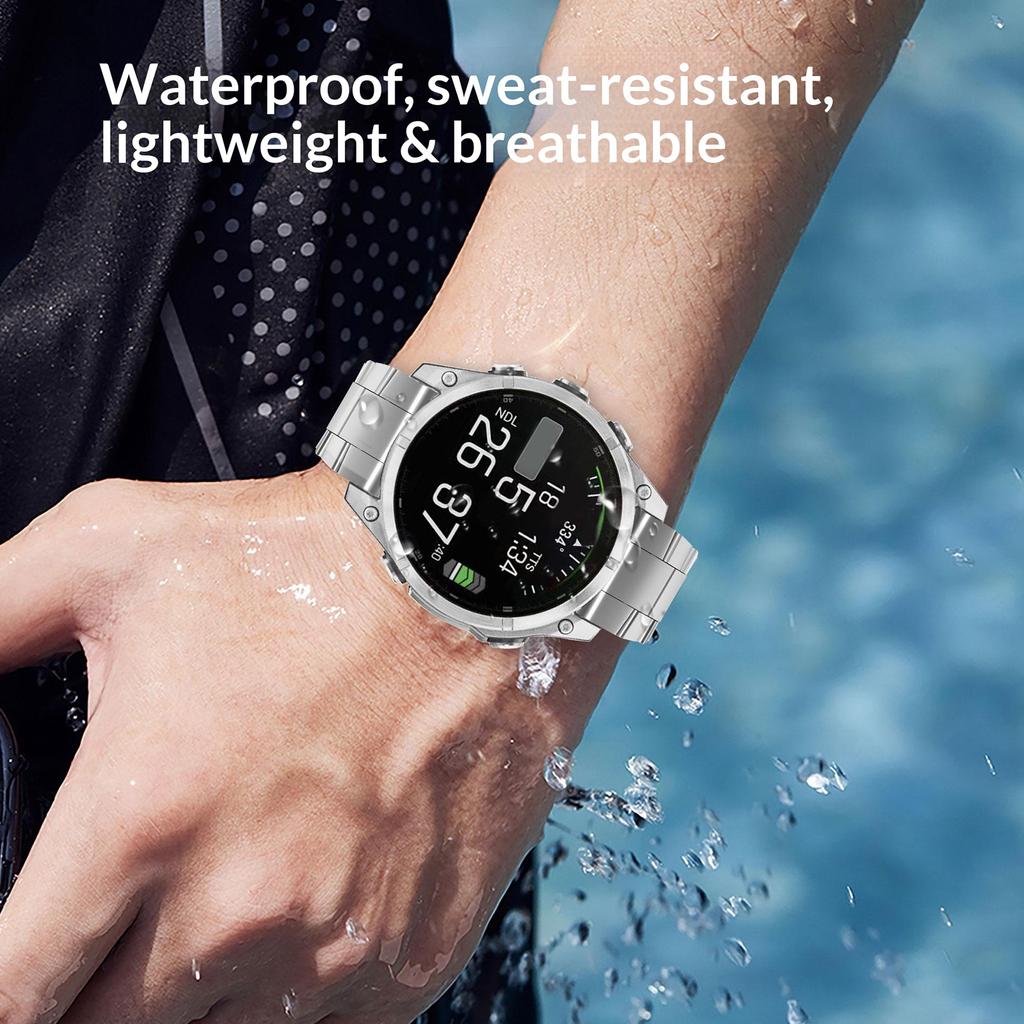 22mm Quick Release Watch Band for Garmin Fenix 8 Pro AMOLED 47mm/8 47mm/Fenix E 47mm Titanium Alloy Strap with Double-Fold Buckle