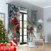 2pcs 2D Flat Printing Christmas Scene Curtain Santa Sleigh Reindeer Snow 100% Polyester Fabric Without Electricity Family Party
