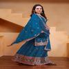 Elegant Silk Embroidered Sharara Set with Dupatta