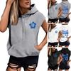 Женские летние футболки без рукавов с капюшоном, толстовки с капюшоном, свободные повседневные туники, толстовки