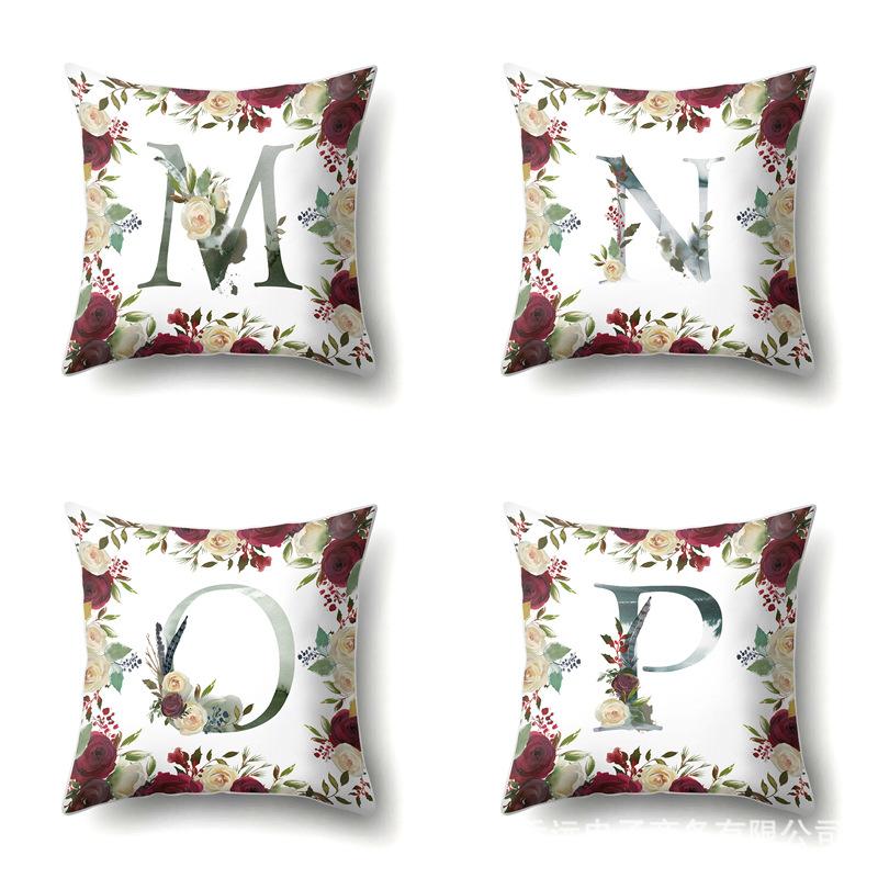 Полиэстеровая наволочка Американский Ретро Цветок Растение 26 Английских Букв Наволочка для Подушки Автомобильная Наволочка