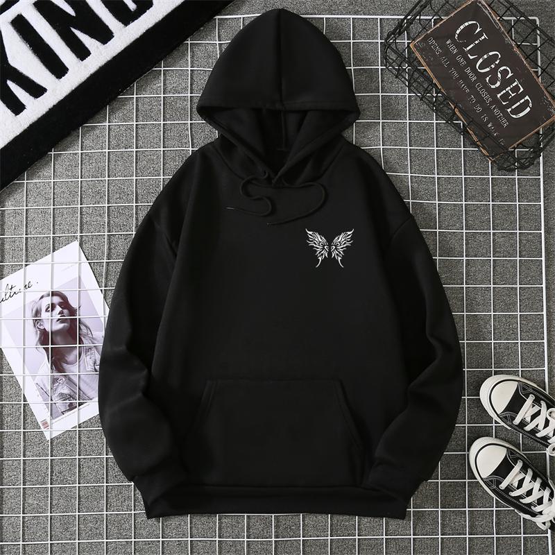 In The Future Dark Black Butterfly Creative Design Hoodie For Male Hip Hop Fleece Hoody Fashion Streetwear Pocket Tops