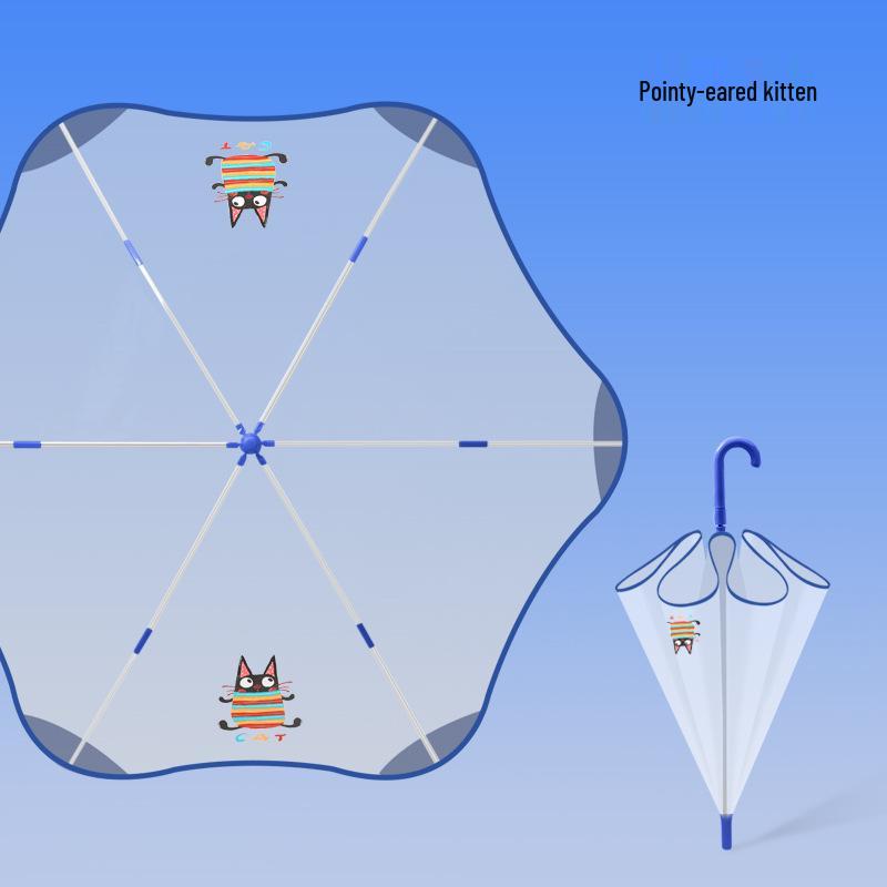 Детский безопасный прозрачный зонт с мультяшным рисунком: Автоматический, Дизайн с круглыми углами для мальчиков и девочек детского сада