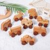 Baby Appease Cartoon Animal Car Inertia Pull Back Car Simulation Wooden Car Model Sliding Toy