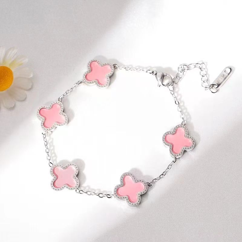 Браслет из титановой стали с четырьмя листьями травы