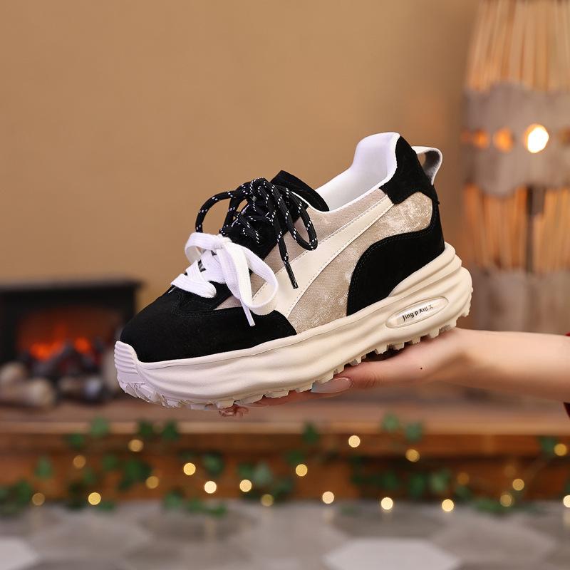 Fujin 8cm Chunky Sneaker Ergonomic Suede Genuine Leather Comfy Leisure Loafer Ethnic Autumn Soft Flats Vulcanize Shoes Woman