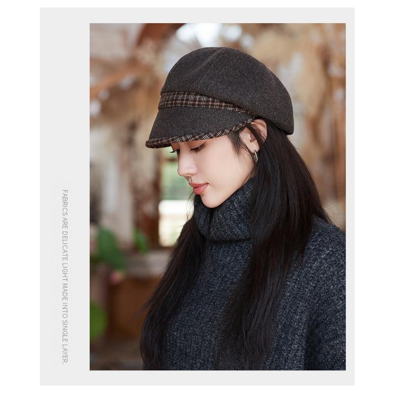 Женская осенне-зимняя восьмиугольная шляпа ретро-шляпа газетчика шерстяной берет