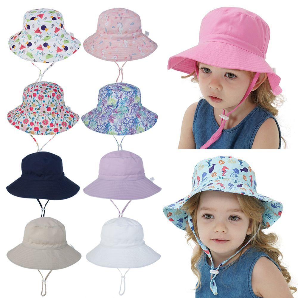 Neck Ear Cover Wide Brim UV Protection Beach Cap Baby Sun Hat Bucket Hat with Adjustable Chin Strap