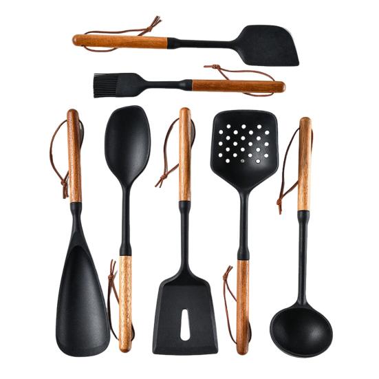 Силиконовая кулинарная ложка для посуды с антипригарным покрытием, термостойкая лопатка-ложка, ложка с прорезями, скребок, кухонная утварь для перемешивания, зачерпывания, сервировки