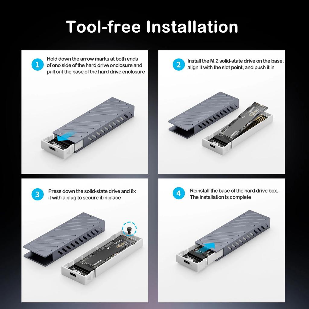 Корпус для M.2 SSD 10 Гбит/с M.2 SATA/NVMe Двухпротокольный адаптер SSD SSD к USB 3.1 Внешний корпус для NVME PCIE NGFF SATA RGB-бокс