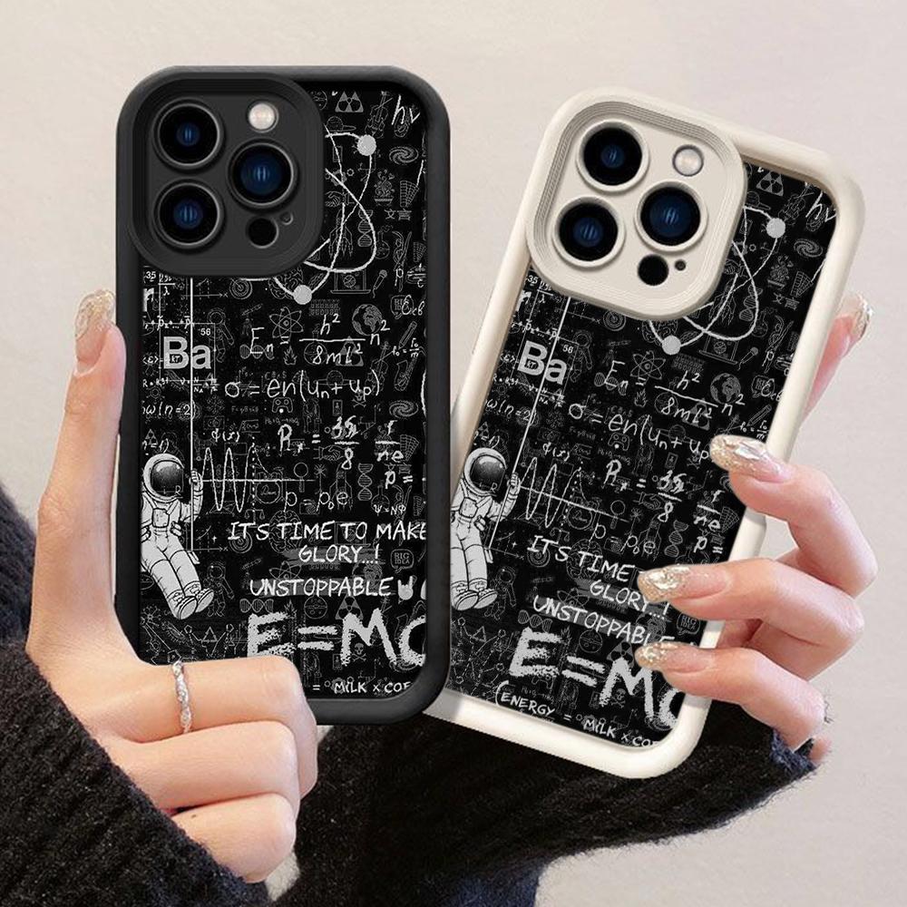 JT200 Милый Астронавт Математика для iPhone 17 16 15 14 Pro Max Samsung S26 S25 Ultra A17 A16 A07 A56 Xiaomi 15T Redmi 15c 14C Note 13 Мягкий ТПУ Чехол