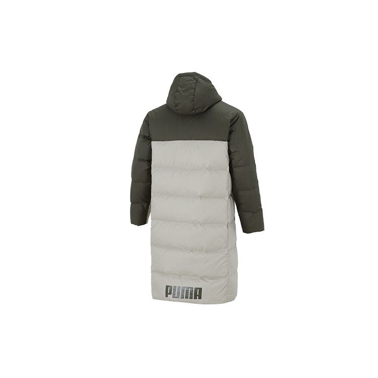 Puma Длинный лоскутный теплый пуховик с логотипом и принтом, мужская верхняя одежда, виноградно-зеленый, 846321-44