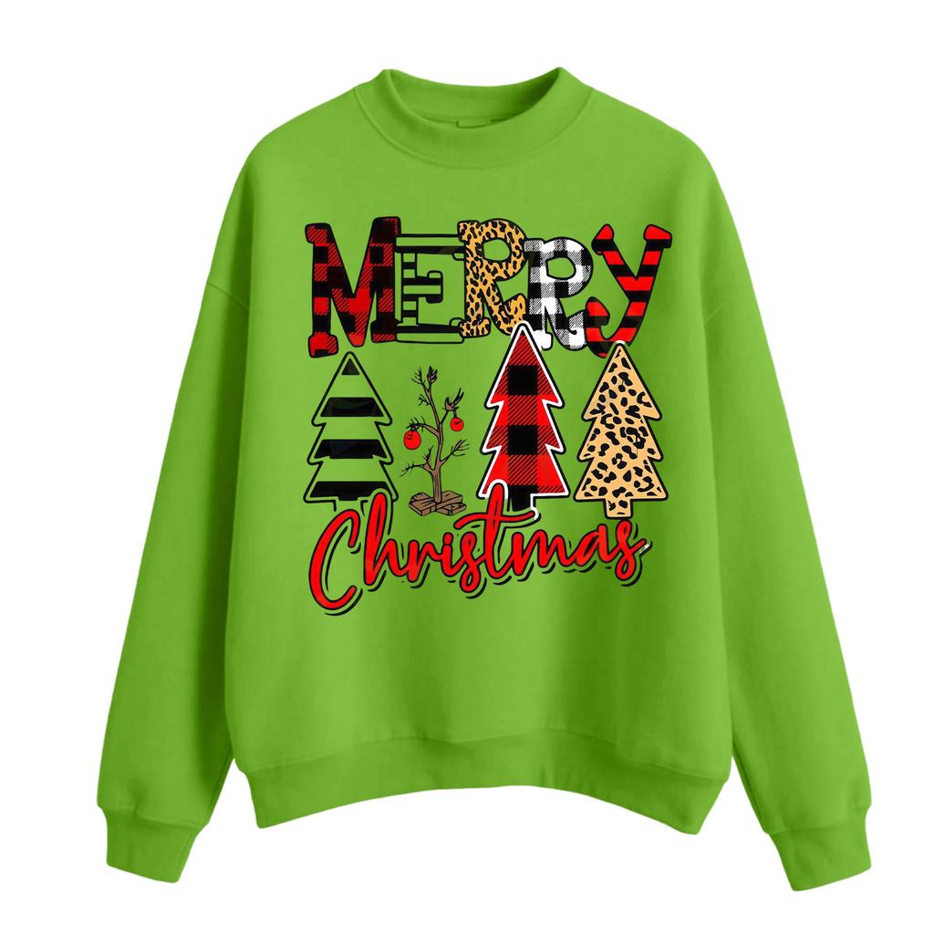 Women's Casual Fashion Round Neck Long Sleeve Christmas Printed Sweatshirt