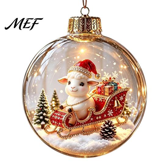 Decorative Hanging Balls Glowing Christmas Story Ornament, Light?Up Mini Holiday Scene Ball with Warm Party Favors LED Light, Clear Plastic