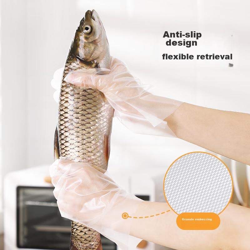 MARYYA Disposable Food Grade Gloves, 100 Pieces, Upgraded Thickened PE Plastic Kitchen And Dough Gloves