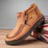 Men's Leather Boots Zipper High Top Casual Shoes 39-48