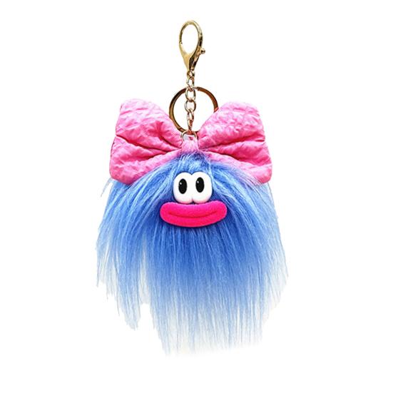 Yousheng Keychain Cartoon Plush Doll Wearing Big Bowknot Decor Big Mouth Design Charm Key Chain Keys Backpacks Cars Accessories